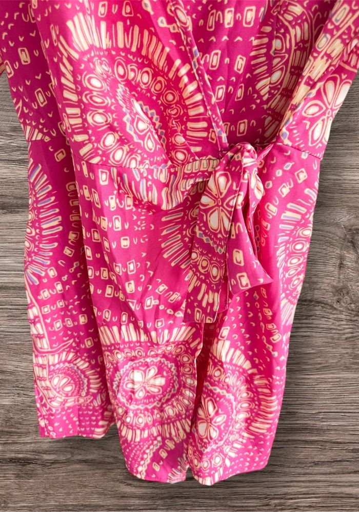 Combishort manches cœur cache cœur fuchsia abricot Shein taille 36 S - photo numéro 2