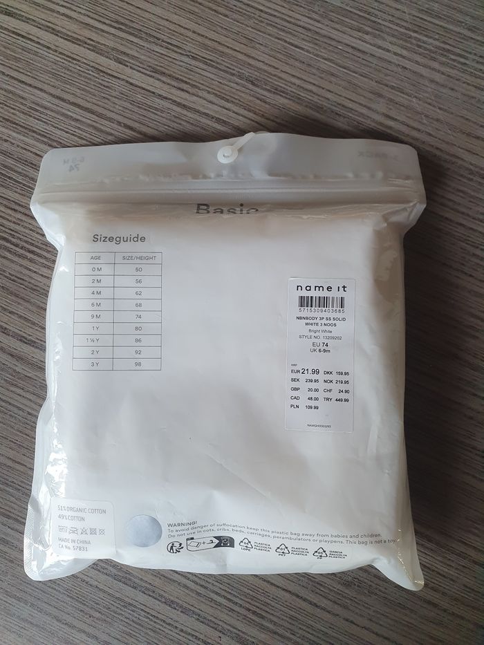 Lot de 3 bodies blancs pour bébé Name It 🖤 - photo numéro 3