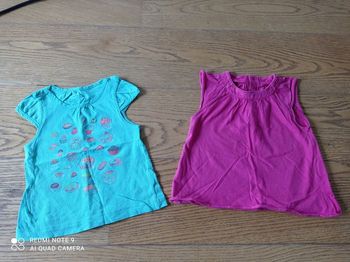 Lot de deux t-shirts été fille, bout'chou, taille 12 mois