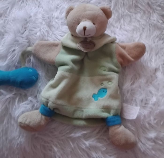 Doudou et compagnie- Doudou plat marionnette ours et poisson
