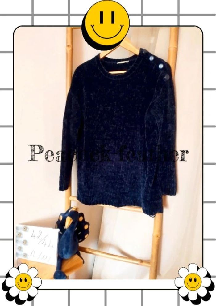 Pull douillet blanche porte 42/44 bleu