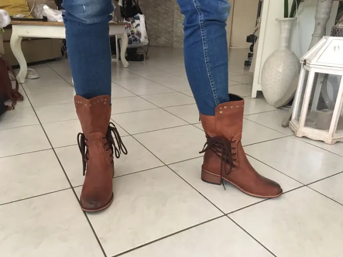 Bottines marrons lacées - photo numéro 3