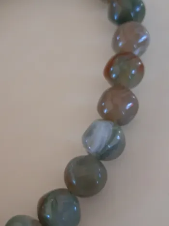 Bracelet élastique perles vert/marron