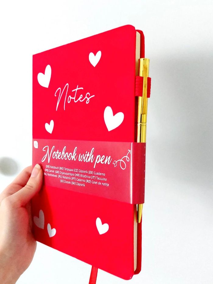 Carnet de notes rouge avec stylo neuf - photo numéro 2