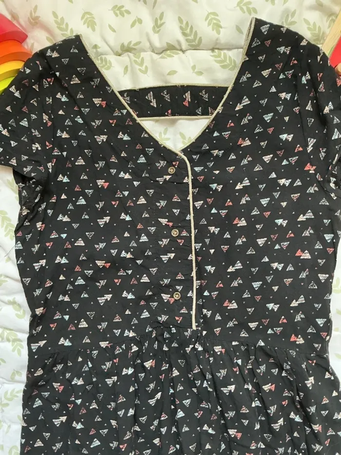robe manches courtes noir à motifs rose la redoute 12 ans - photo numéro 4