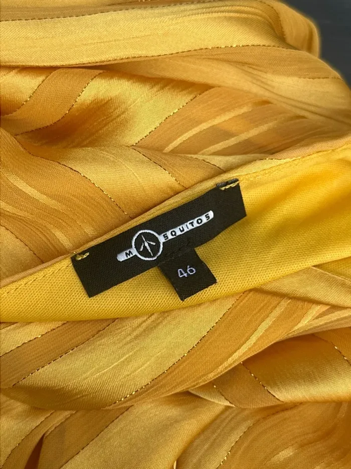 Robe longue sans manches été jaune moutarde décolleté - photo numéro 5