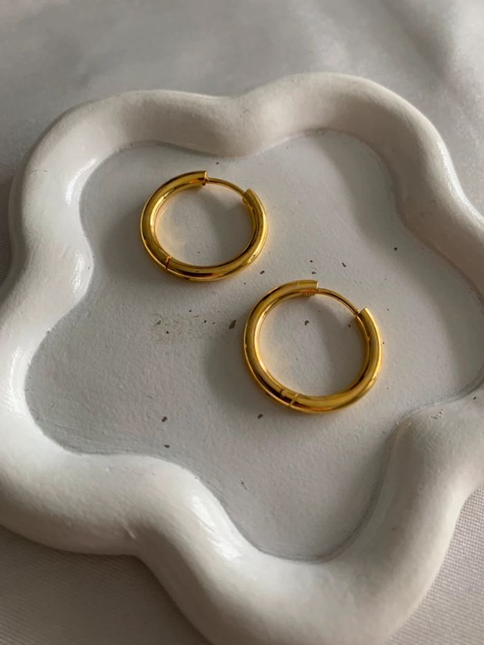 Boucles d’oreilles créoles en acier inoxydable doré 20 mm - photo numéro 5