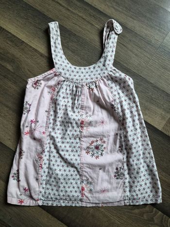 Débardeur / Top à bretelles rose et blanc fille. Taille 8/10 ans. Shiny, Gémo. TBE