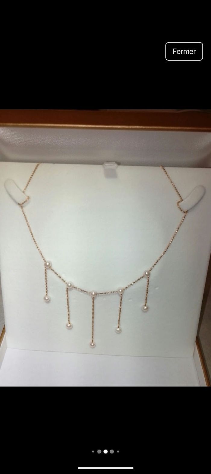 Parure collier/Boucles d'oreilles or et perles de culture - photo numéro 4