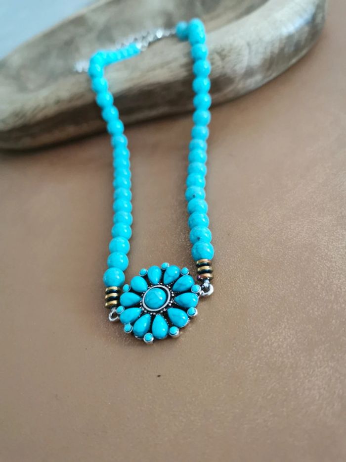 Raz de cou style cowboy country turquoise - photo numéro 2