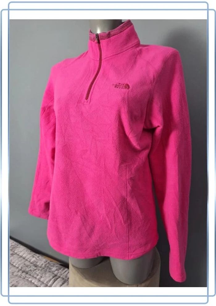 Polaire quart de zip the north face légère  femme / fuchsia taille M brodé 258 - photo numéro 5