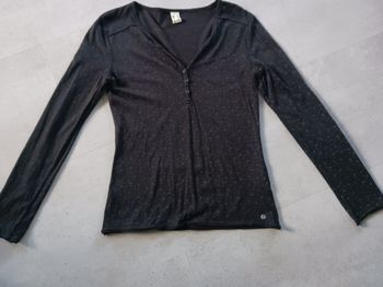 top manches longues noir imprimé étoiles grises taille S Bonobo