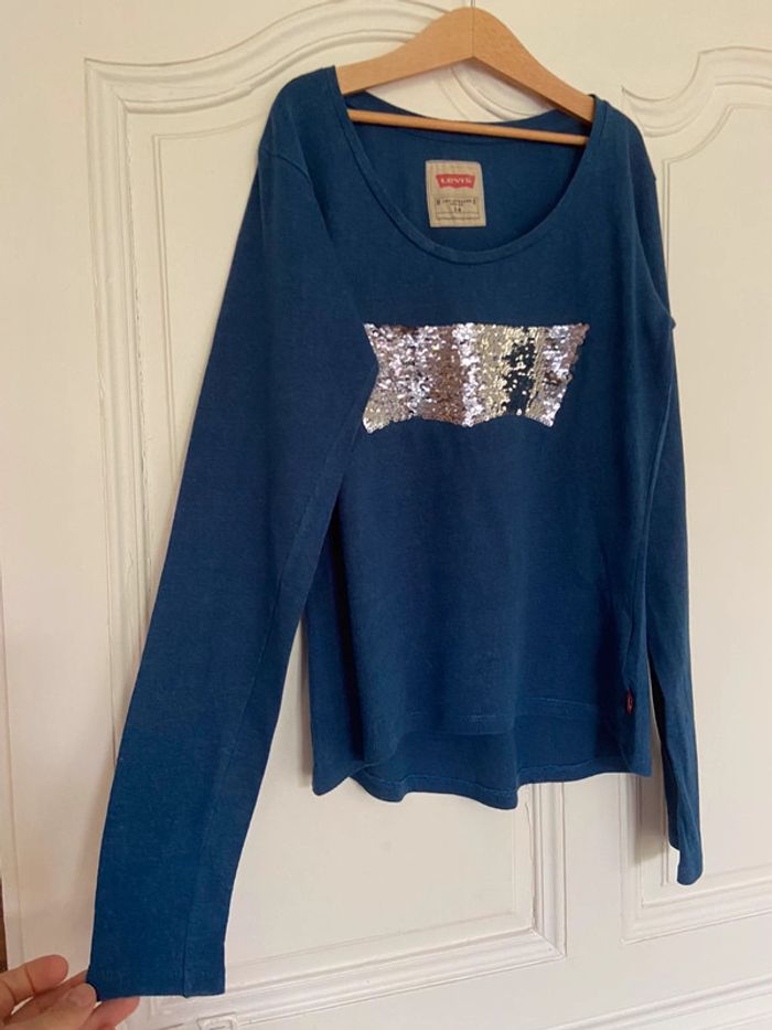 Tee-shirt manches longues fille à sequins Levi’s taille 14 ans - photo numéro 2