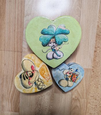 3 boîtes coeurs Diddl, Fait main