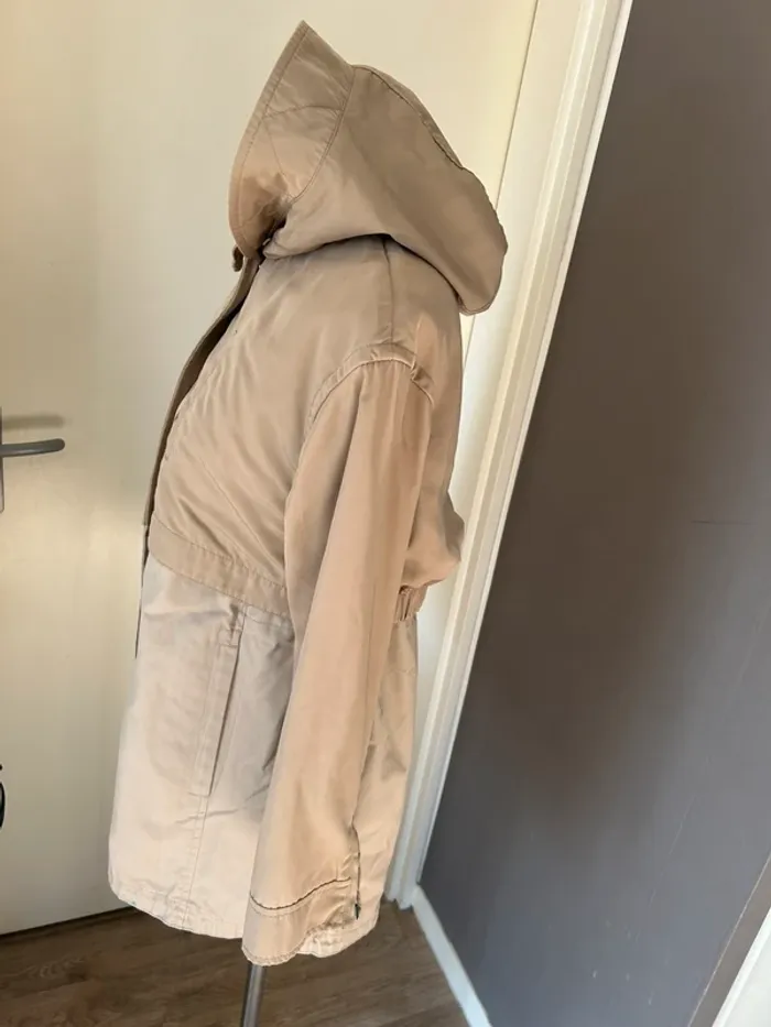 veste parka trench-coat imperméable mi longue Modèle trio, beige femme, taille 1/36 - photo numéro 8