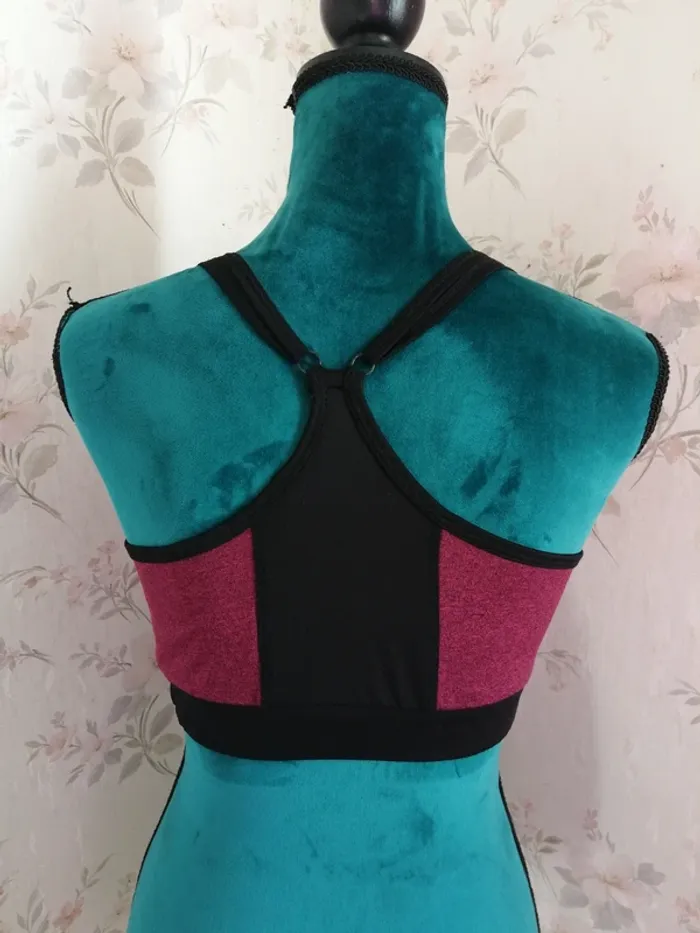 Brassière de sport noire et bordeaux avec bretelles réglables / gémo / (L) - photo numéro 4