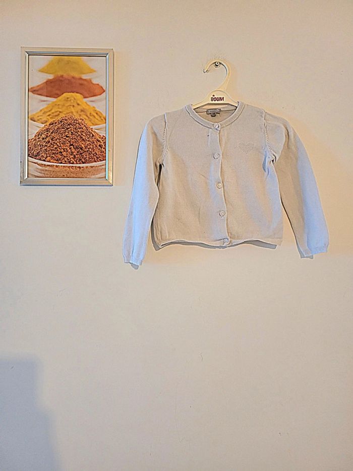 Gilet blanc motif cœur "grain de blé" taille 3 ans