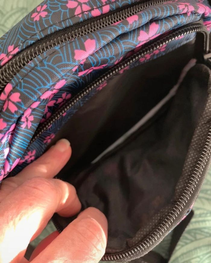 Sac à bandoulière réglable floral rose et bleu - photo numéro 4