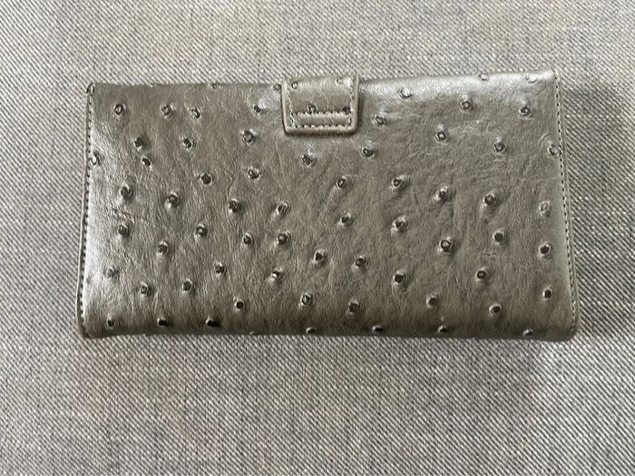 Portefeuille gris en cuir d’autruche - photo numéro 2