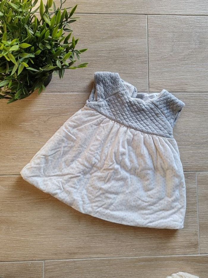 Robe grise et blanc épaisse Obaibi 3 mois 🌸