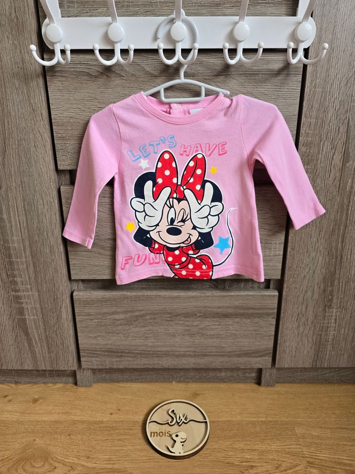 Vêtement Bébé Fille - T-shirt ML Minnie rose - Disney - 6 mois