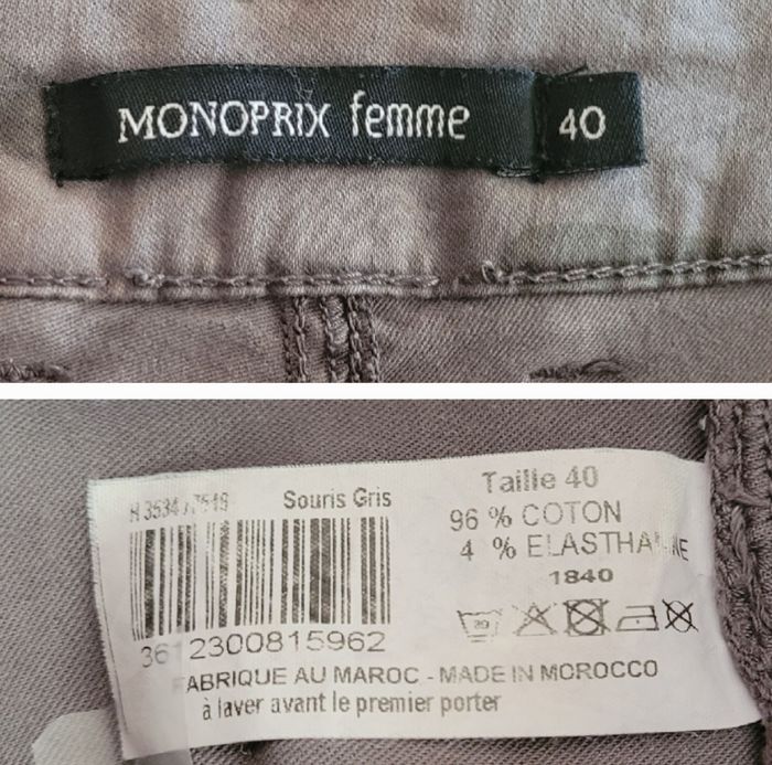 Monoprix Pantalon/Jean Skinny  TFr38 -Imprimé Militaire Tons Gris souris avec 4%Élasthanne en TBE - photo numéro 4