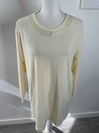 Pull oversize beige crème et strass Balian Paris T36 S