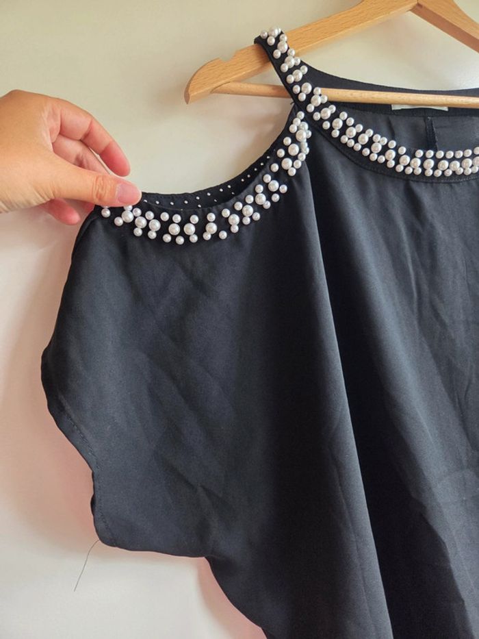Blouse noire élégante perles MC Lorene - taille unique - photo numéro 2