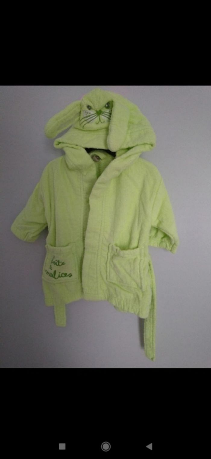 Peignoir éponge lapin vert Boîte À Malices 12 mois