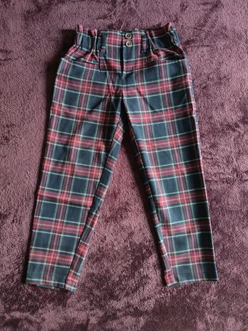 Pantalon carreaux écossais noir rouge Zara 7 ans fille
