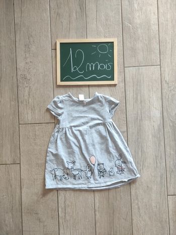 Robe grise animaux taille 12/18 mois H&M