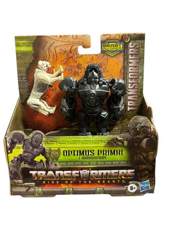 Figurine Transformers Rise of the Beasts Optimus Primal et Arrowstripe Hasbro neuf