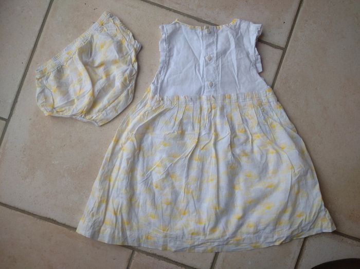 Ensemble (robe + boomer assorti) Fille 18 mois Fleurs ou feuilles Obaïbi 100% coton - photo numéro 5