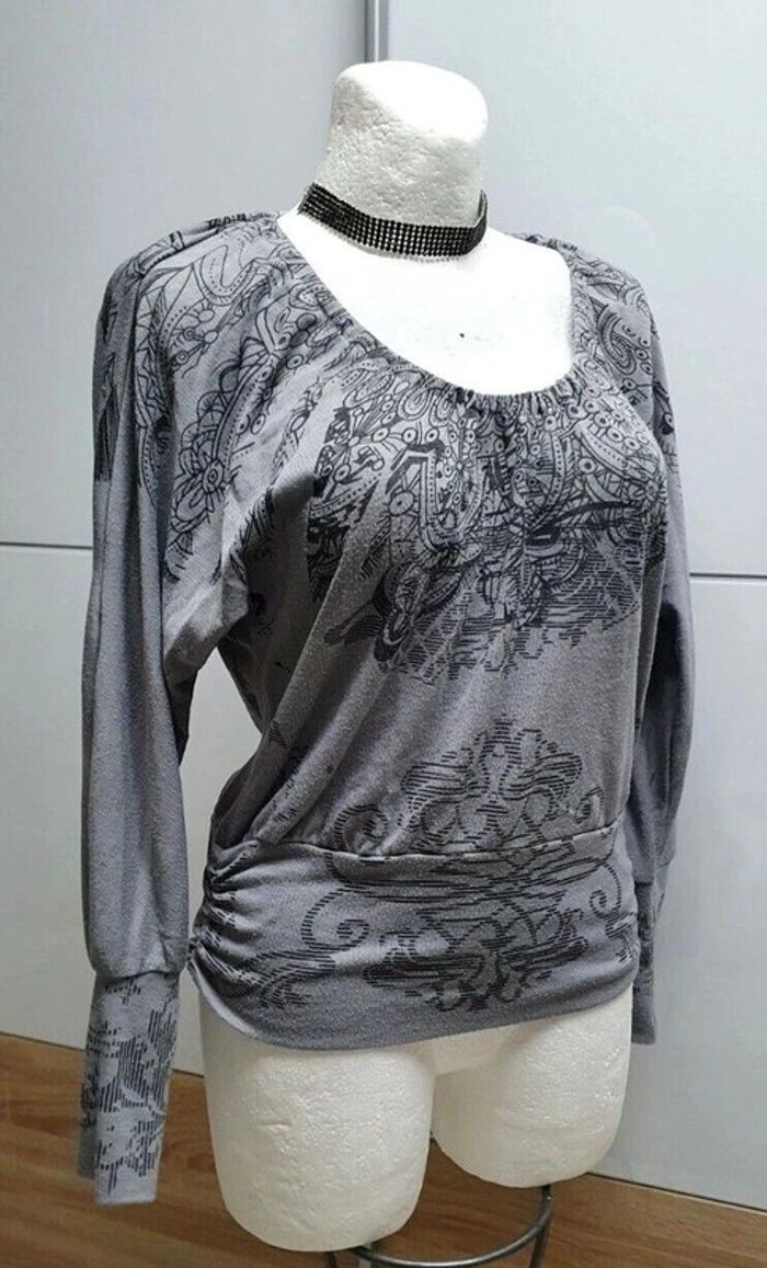 Beau T-shirt/pull gris manches chauve souris Stella T: 40 - photo numéro 3