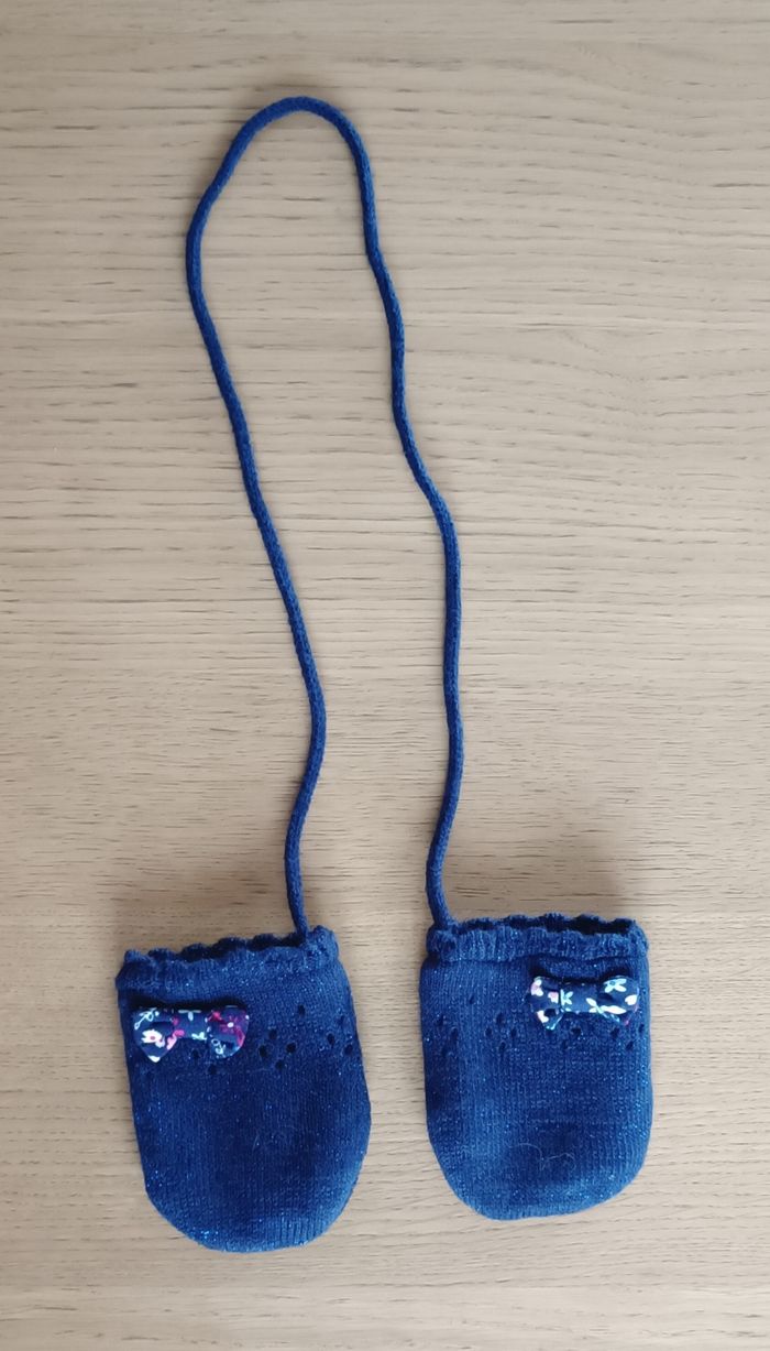 Ensemble bonnet + moufles Sergent Major doublé polaire taille 1 40 cm bleu marine pailleté fille - photo numéro 6