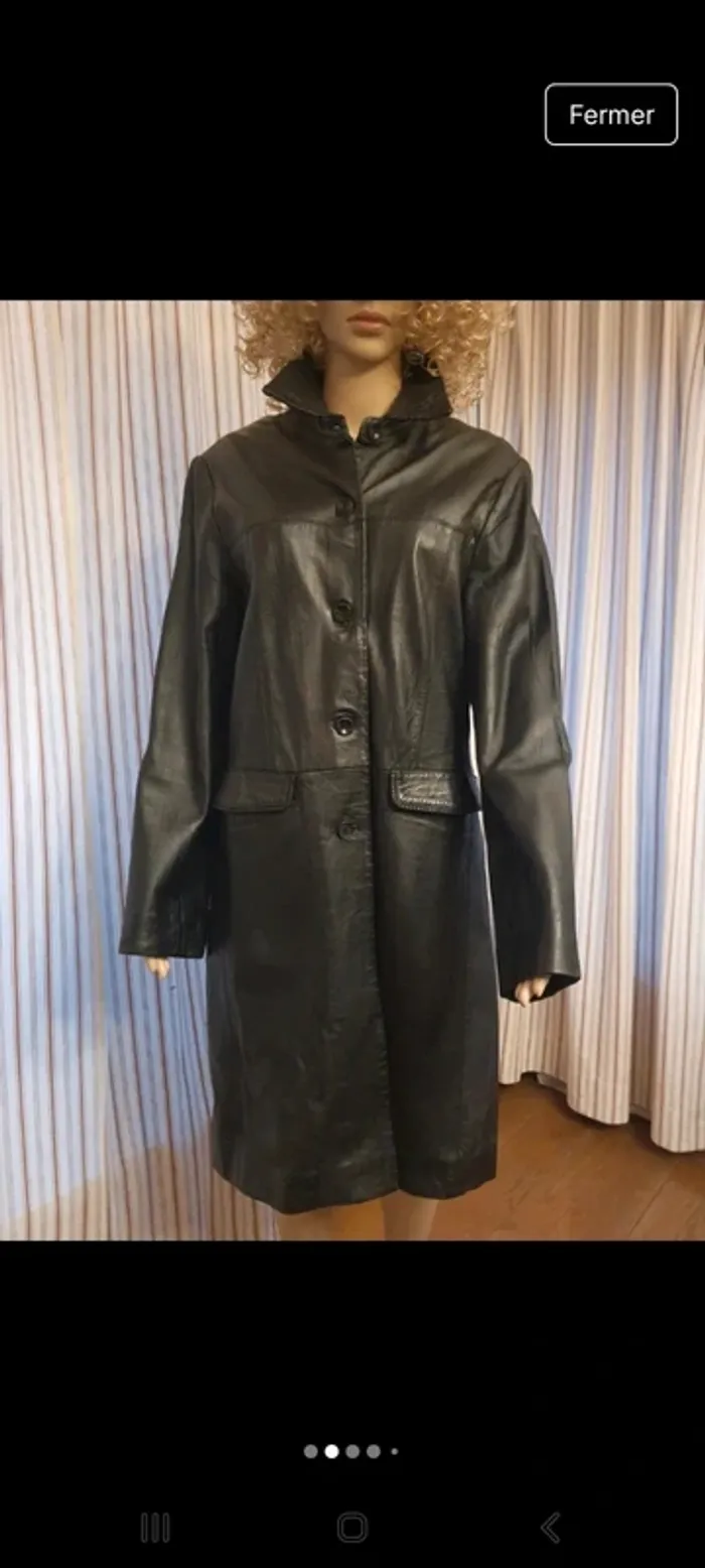 Manteau vintage cuir noir Authentic taille 42 - photo numéro 2