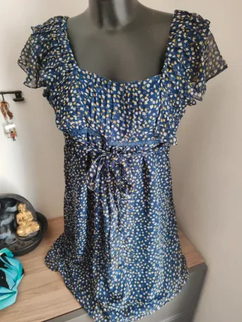 Robe in extenso taille 42 marine et jaune
