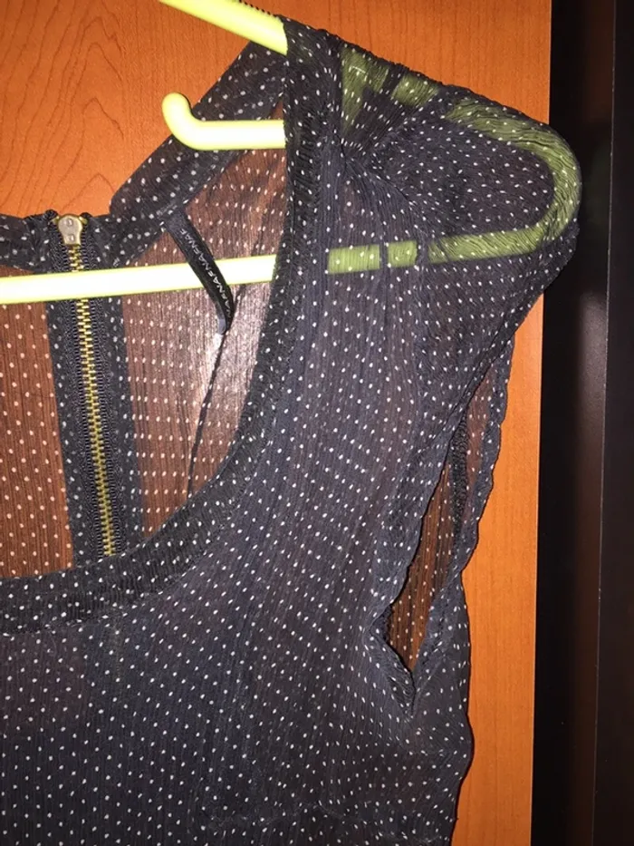 Robe noire en soie à petits pois blanc Naf Naf taille 40 - photo numéro 2