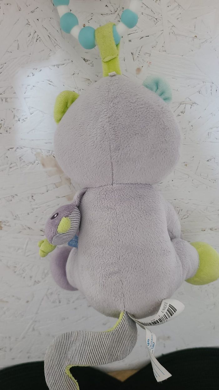 chat mauve clair sucre d'orge peluche doudou chat d'eveil hochet miroir - photo numéro 4