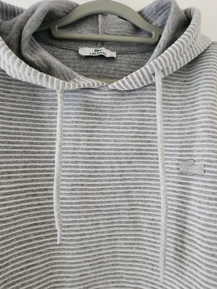 Sweat à capuche  rayé gris/blanc - photo numéro 3