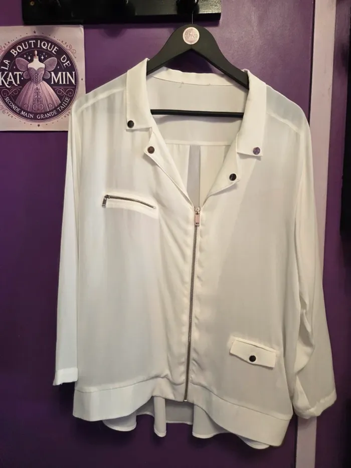 Veste légère fluide blanche zippée – taille 48