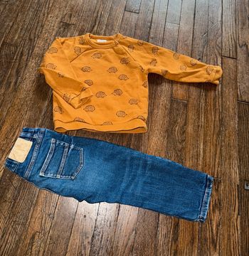 Sweat Bout’chou et jeans Zara  3 ans