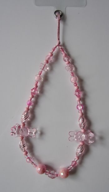 Cordon bracelet déco pour portable lapin rose