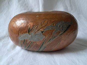 Vase en laiton émaillé décor fleur Inde Hauteur 9,5 cm vintage