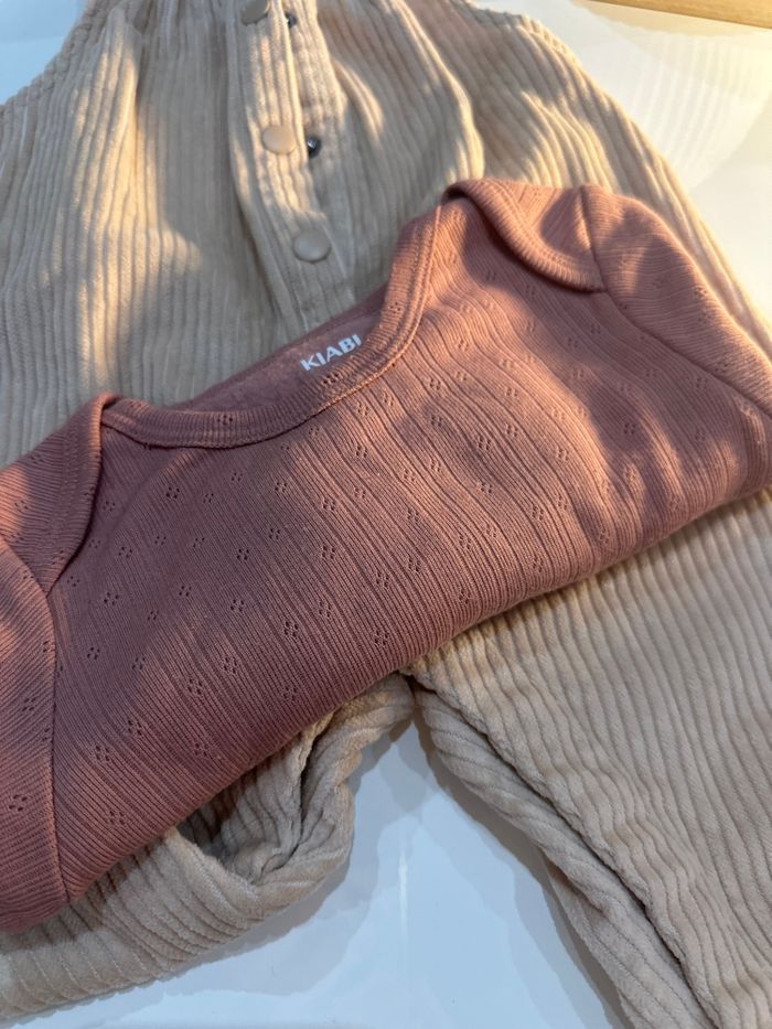 Ensemble salopette velours et body chaud manche longues