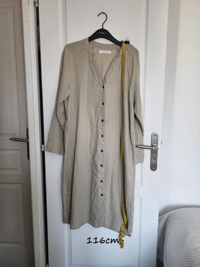 Robe chemise longue 100% lin taille 38 Promod - photo numéro 2
