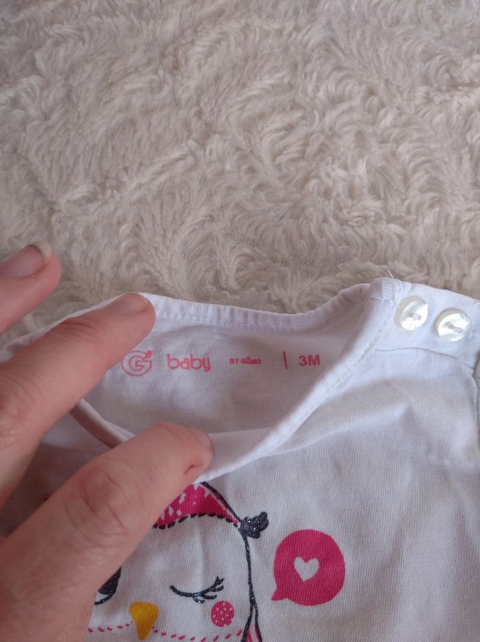 Ensemble (tee shirt manches longues+legging côtelé) Fille 3 mois Chouette Minette Gémo - photo numéro 7