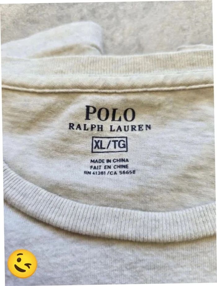 T-shirt Ralph Lauren XL coupe col rond Beige Homme Men tee112 - photo numéro 3