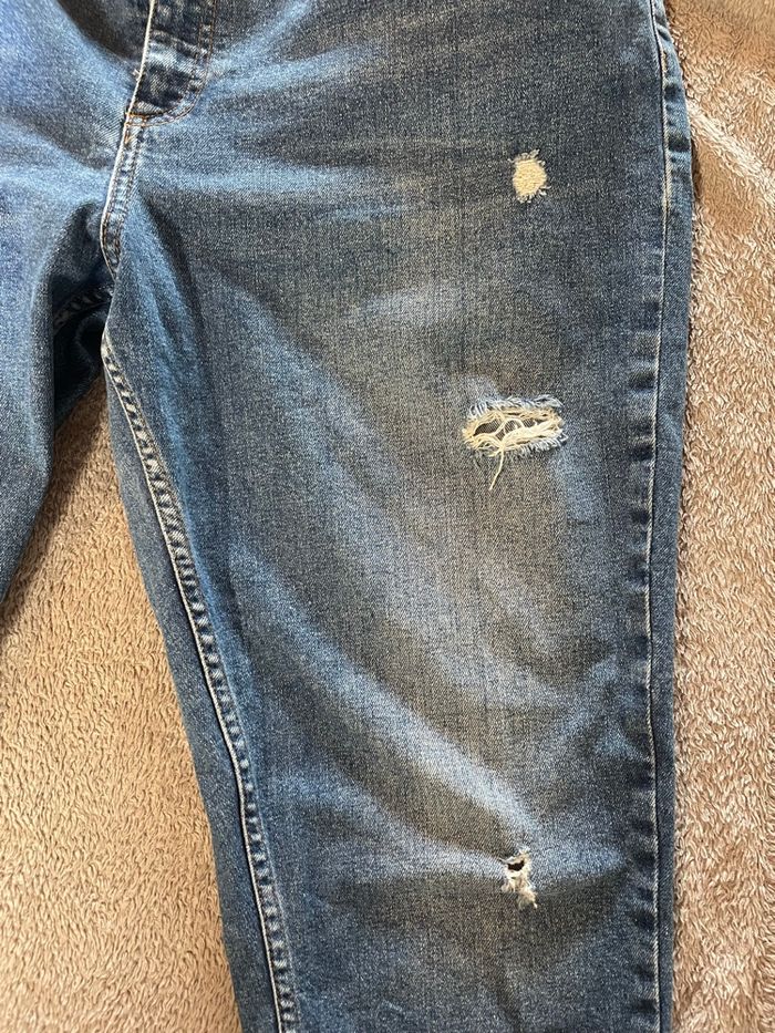 Jean Slim Troué Taille Haute Primark – Bleu – Femme 46 - photo numéro 2