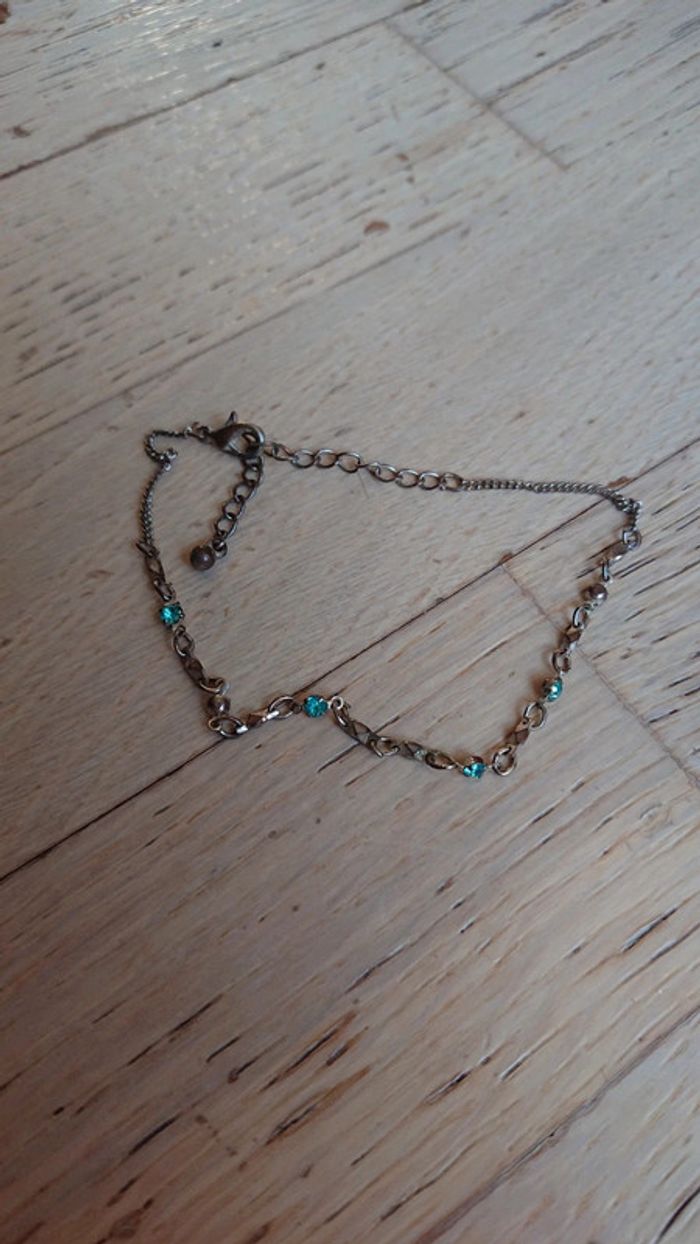 Bracelet cheville strass turquoise